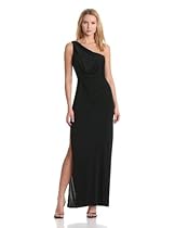 Hot Sale BCBGMAXAZRIA Women's Snejana One Shoulder Slit Evening Dress, Black, Large