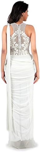 Panisha Women's Indian Pakistani Anarkali Saree Gown Replica Medium White