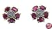 Sterling Silver VML Genuine Ruby and Diamond Accent Flower Earrings