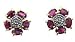 Sterling Silver VML Genuine Ruby and Diamond Accent Flower Earrings