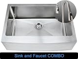 30 Inch Stainless Steel Curved Front Farm Apron Kitchen Sink and Single Hole Kitchen Faucet COMBO