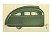 Green Tear-Drop Travel Trailer Art Poster Print, 18x13
