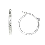 Diamond Hoop Earrings:10k White Gold Diamond Mini-Hoop Earrings (.033 cttw, I-J Color, I1-I2 Clarity)