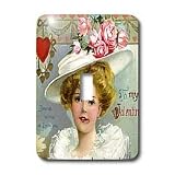 TNMPastPerfect Valentines - Vintage Valentine woman With White Hat - Light Switch Covers - single toggle switch