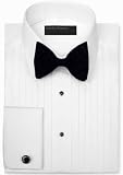 Perry Ellis Laydown Collar, 1/2 Pleated, 100% Cotton with French Cuff Tuxedo Shirt