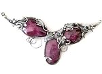 Ruby Pendant 07 Sterling Silver Vine Faceted Red Pink Gemstone 4.9
