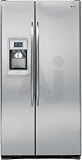Review GE  / GE Profile PSDS5YGXSS 24.6 cu. ft. Counter-Depth Side-by-Side Refrigerator with 3 Glass Shelves, LED Lighting and External PreciseFill Ice/Water Dispenser & Color LCD Controls: Stainless Steel
