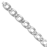 8 Inch Titanium Bracelet With Open Rectangle Links Joined With 6mm X 6mm Square Links - JewelryWeb
