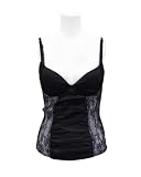 Ladies Black Lingerie Style Top Lace Sides Padded Chest