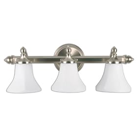 Price Pfister 7683-71  Catalina Vanity, 3 Light, Opal White Glass with Brushed Nickel Finish