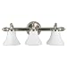 Price Pfister 7683-71  Catalina Vanity, 3 Light, Opal White Glass with Brushed Nickel Finish