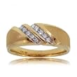 Mens Diamond Ring Band - Two Rows Set in Brushed Solid Gold