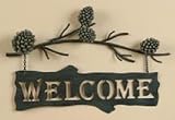 PINE CONE Lodge Welcome SIGN Metal WALL art Home Decor