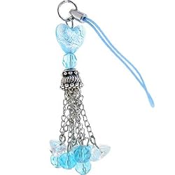 Gioielli Italy Aqua HEART BALI CHAIN Glass Bead Cell Phone Charm