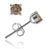 Sterling Silver .925 Champagne cz Stone Round Circle 4mm Small Stud Earrings