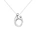 Sterling Silver Polished Oval Mother and Child Pendant, 18"