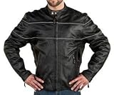 Leather Motorcycle Jacket, Vented with Reflective Racing Stripes