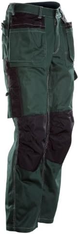 JOBMAN Workwear Men's Silverline Heavy Duty Cotton Workpants Green/Black 36X32