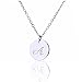 BR Small Script Initial Necklace Silver Initial Disc Necklaces Alphabet Jewelry