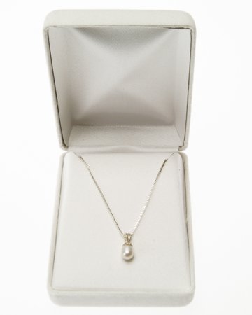 6 - 6 1/2 mm Fresh Rice Water Pearl Pendant Necklace on an 18