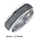 Sterling Silver Mens Antiqued Dotted Textured Spinner Ring - Size 12.0