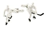 Hockey player cufflinks with presentation box. Made in the USA