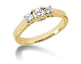 0.45CTW Trellis Three Stone Diamond Ring in 14k Yellow Gold
