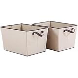StorageManiac 2-Pack Durable Folding Polyester Canvas Rectangular Open Storage Bin with 2 Handles