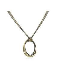 Two-Tone Multi-Chain Oval Hoop Necklace