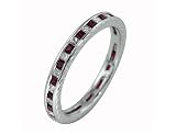 0.92 CT TW DIAMOND & RUBY CHANNEL SET ETERNITY STYLE WEDDING BAND SET IN 18K WHITE GOLD