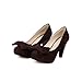 BeanFashion Girls Closed Round Toe High Heel Chunky Heels Platform PU Frosted Solid Pumps with Bowknot