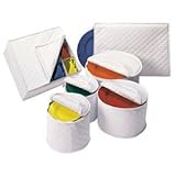 6pc China Plate White Storage Set Quilted Vinyl Dinner Ware Protector Chests