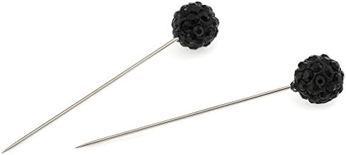 Rhinestone Muslim scarf Pin Hijab Hat Clip Women accessory hair sticks 8MM Black