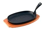 12 Oval Sizzle Platter with wooden Underliner base - From Sizzle to Service - Cast Iron - Sizzler Sizzling Dish