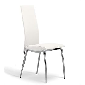 Euro Style 370506 Soave Chair White Leather Chrome 2 Pack by Bar Stools