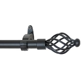 Window Curtain Rod Drapery Rod 44 Inch - 108: Flat Spiral Black by Backyard Bargain LLC