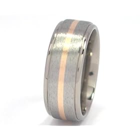 New 7mm Titanium Wedding Ring With 14k Yellow Gold Inlay, Free Sizing Jewelry 4-17