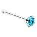 925 Sterling Silver Aqua Gem Nose Bone
