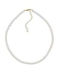 Childrens White Rice Pearl Necklace 14k Yellow Gold Fill Adjustable Length, Made in the USA