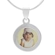 Sterling Silver Circle Picture Frame Pendant with Snake Chain