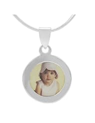 Sterling Silver Circle Picture Frame Pendant with Snake Chain