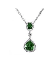 3.49Ct Oval Pear Shaped Emerald & Diamond Pendant 18k Gold