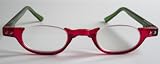Half Rim Women's Reading Glasses Transparent Two Tone Red and Green with Case