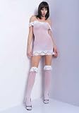 2Pc Off The Shoulder Ruffle Trim Dress With Matching Stockings by Leg avenue