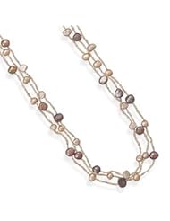Three Strand Pearl Cord Necklace Extra Long 39 inches Champagne Pearls Sterling Silver