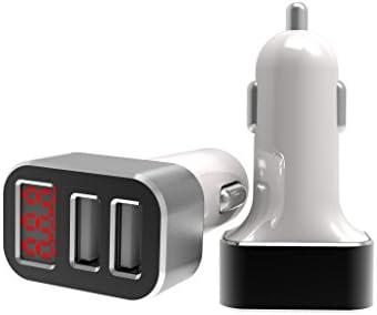 Car Charger, 3.1A Dual Ports LED Dispaly USB Car Charger for Iphone 6S Plus 6 Plus 6 5SE 5S 5 5C 4S, Ipad, Ipod, Samsung Galaxy and Other Smartphones, Tablets, Fast Charging (Silvery)