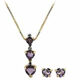 31ig6fqwnVL. SL160  Vermeil (24k Gold over Sterling Silver) Genuine Amethyst Heart Pendant and Earring Jewelry Set
