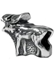 Genuine Zable (TM) Product. 925 Sterling Silver Alaskan Moose Bead Charm. 100% Satisfaction Guaranteed.