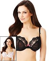 2 Pack Limited Collection Floral Embroidered Non-Padded DD-G Bras