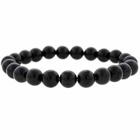Genuine Onyx Stone 8mm Bead Beaded Stretch Bracelet by 